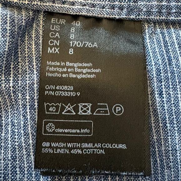 H & M LOGG Wide Leg Capri Pants Blue Sz 8 Nautical Granola Coastal Grandma Beach - Picture 5 of 10